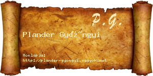 Plander Gyöngyi névjegykártya